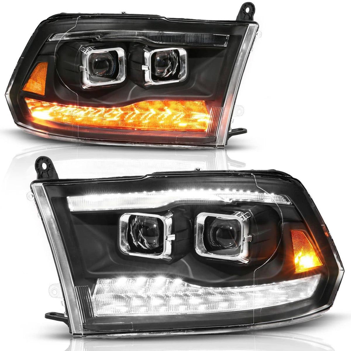 BLACK PROJECTOR HEADLIGHTS 09-18 RAM 1500/10-18 RAM 2500/3500