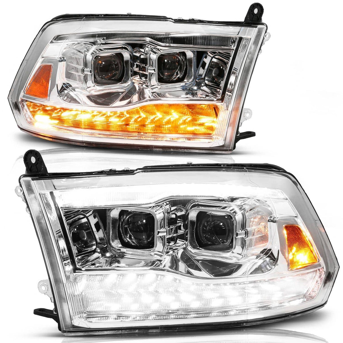CHROME PROJECTOR HEADLIGHTS 09-18 RAM 1500/10-18 RAM 2500/3500