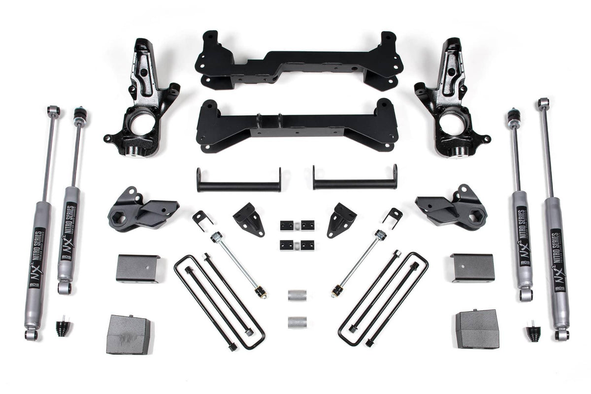 7" LIFT KIT W/ NX2 SHOCKS 01-10 GM 2500HD 2WD CARRIER BEARING ABOVE CROSSMEMBER