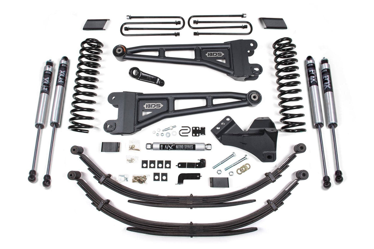 4" RADIUS ARM LIFT KIT W/ FOX 2.0 SHOCKS & LEAF SPRINGS 17-19 S/DUTY 4WD GAS