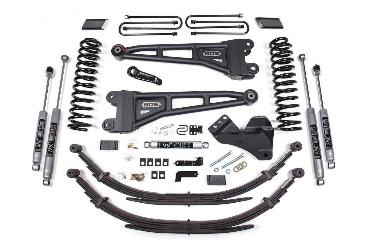 4" RADIUS ARM LIFT KIT W/ NX2 SHOCKS & LEAF SPRINGS 17-19 S/DUTY 4WD GAS