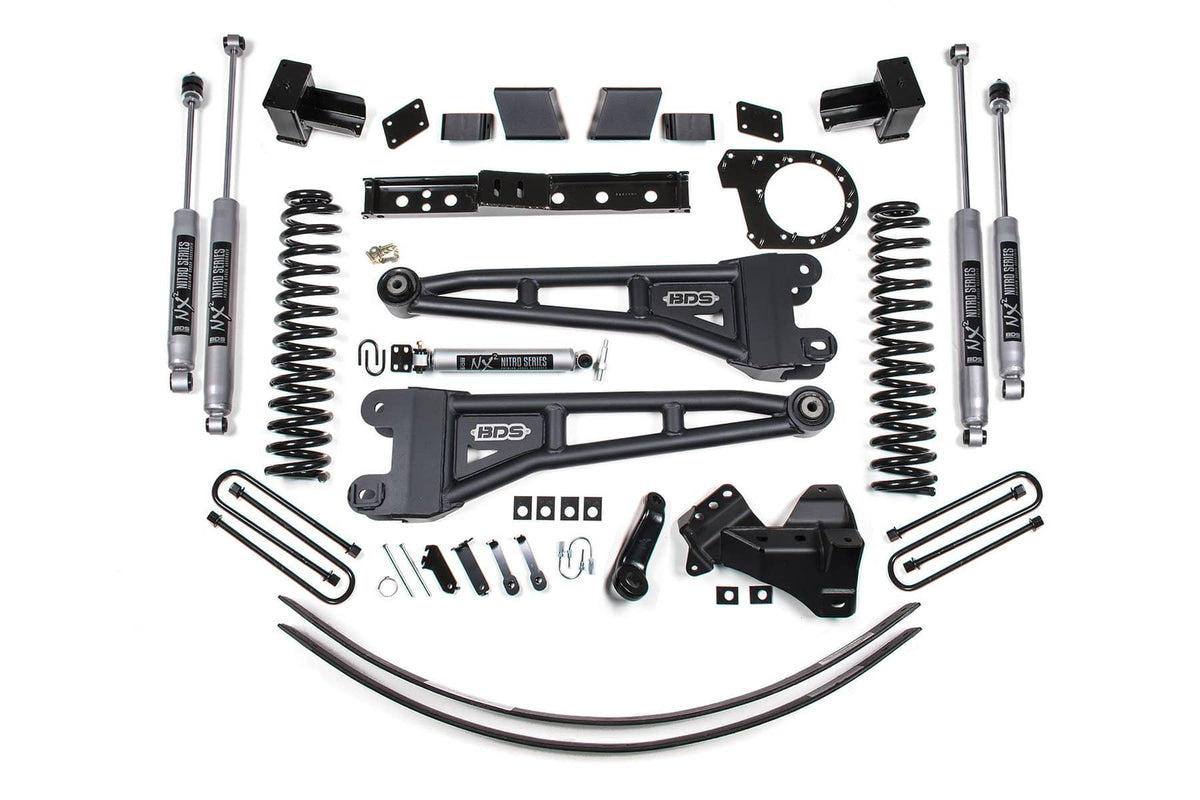 6" RADIUS ARM LIFT KIT W/ NX2 SHOCKS 17-19 S/DUTY 4WD DIESEL W/ 2 LEAF MAIN