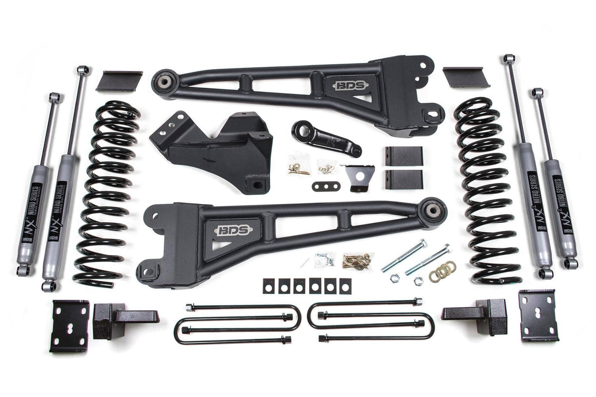 4" RADIUS ARM LIFT KIT W/ FOX 2.0 SHOCKS W/ 5" LIFT BLOCK KIT 11-16 S/DUTY DIESEL