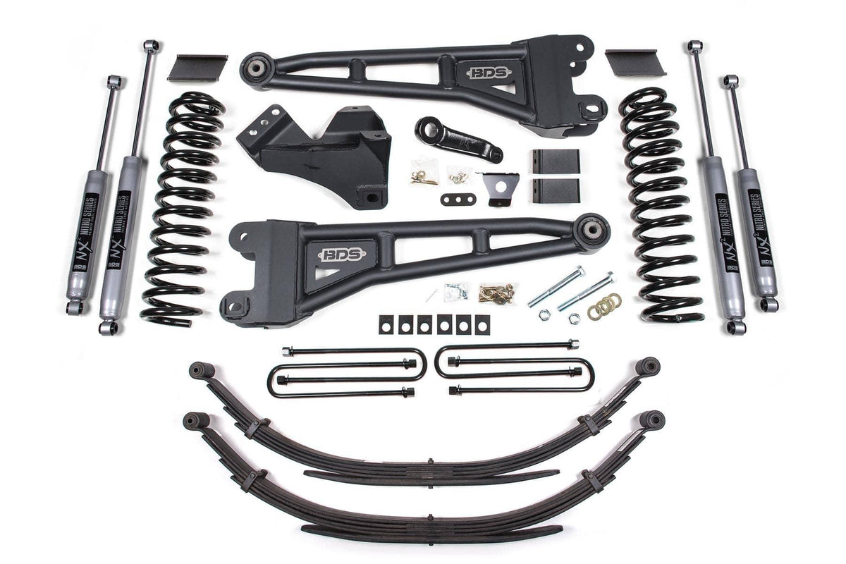 4" RADIUS ARM LIFT KIT W/ NX2 SHOCKS W/ LEAF SPRINGS 11-16 S/DUTY 4WD DIESEL