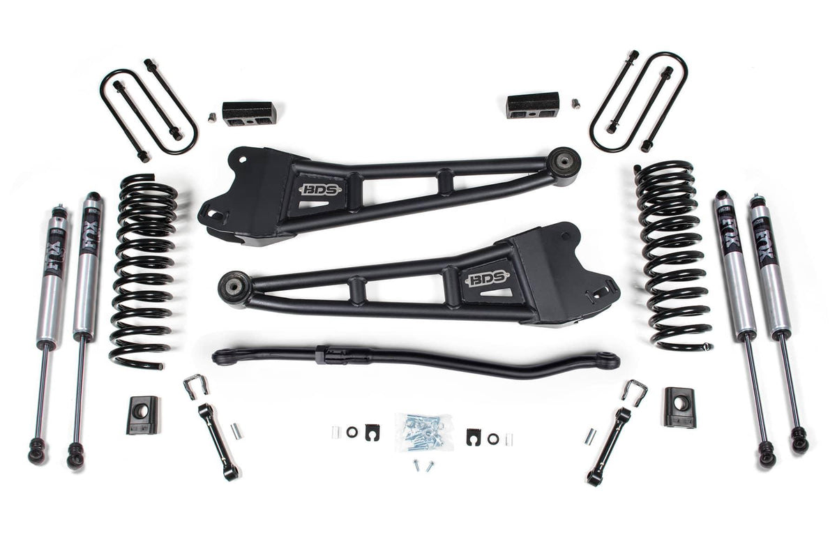 3" RADIUS ARM LIFT KIT W/ COIL SPRINGS & BUMP STOP EXT. & FOX 2.0 SHOCKS W/ 2" REAR LIFT 25-26 RAM 3500 4WD DIESEL W/O OVERLOADS