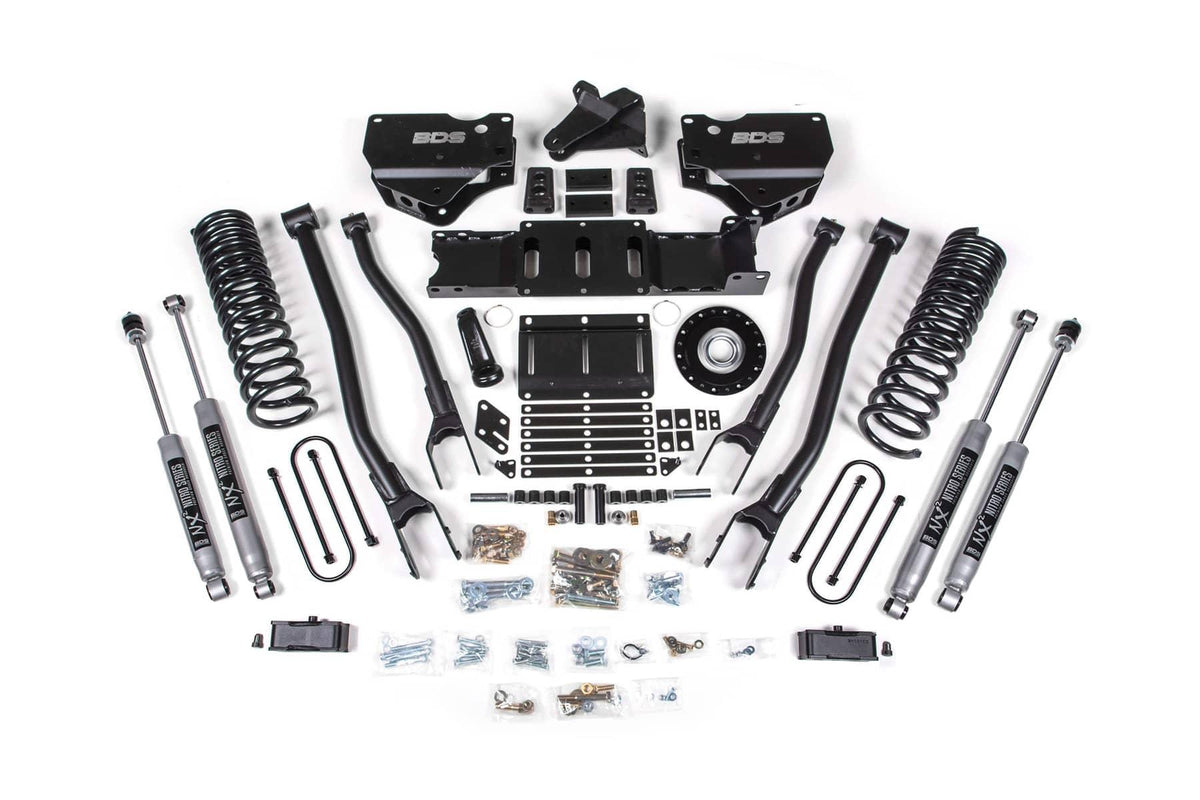 4" 4-LINK LIFT KIT W/ NX2 SHOCKS W/ 2" REAR LIFT W/ COIL SPRINGS 25-26 RAM 3500 4WD GAS W/ OVERLOADS