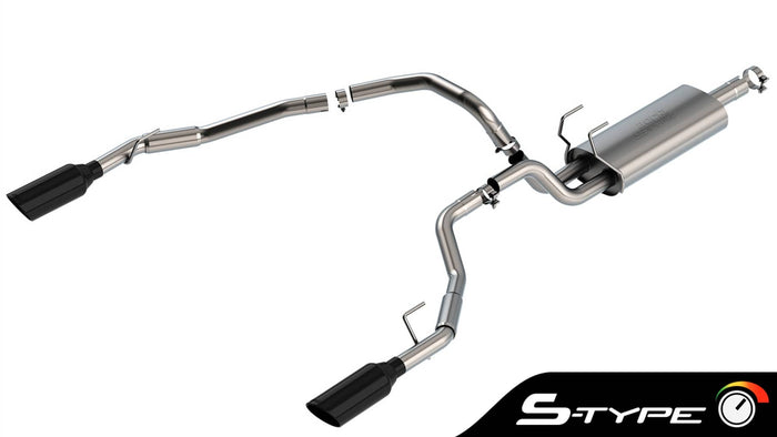 S-TYPE 3" CAT-BACK EXHAUST W/ BLACK CHROME TIPS 09-18 RAM 1500 5.7L/ 19-24 1500 CLASSIC
