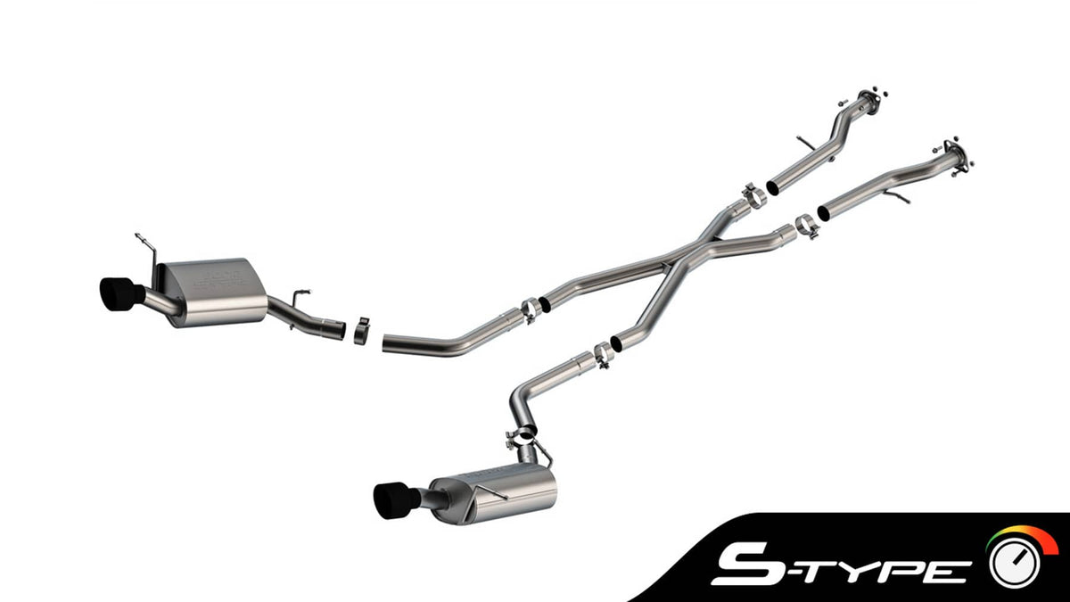 S-TYPE 2.5" CAT-BACK EXHAUST W/ BLACK CHROME TIPS 11-26 DURANGO 3.6/5.7L