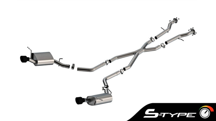 S-TYPE 2.5" CAT-BACK EXHAUST W/ BLACK CHROME TIPS 11-26 DURANGO 3.6/5.7L