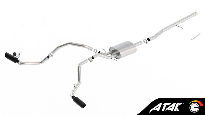 ATAK 2.75" CAT-BACK EXHAUST W/ BLACK CHROME TIPS 14-18 GM 1500 EXT/CREW 5.3L