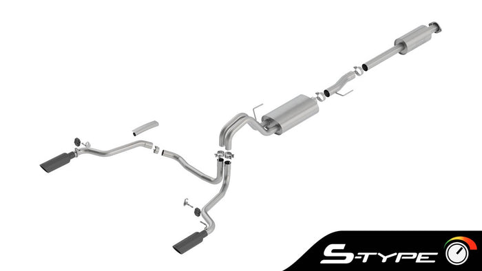 S-TYPE 3" CAT-BACK EXHAUST W/ BLACK CHROME TIPS 15-20 F150 EXT/CREW 2.7/3.5/5.0L