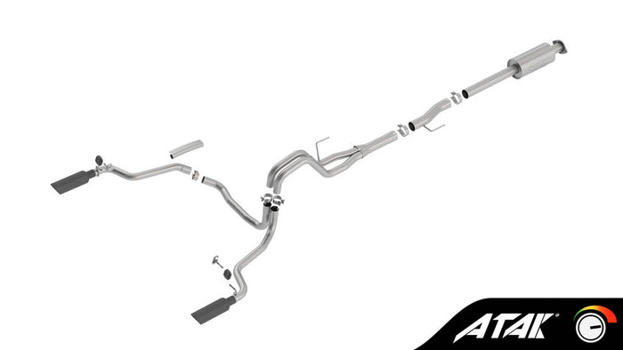 ATAK 3" CAT-BACK EXHAUST W/ BLACK CHROME TIPS 15-20 F150 EXT/CREW 2.7/3.5/5.0L