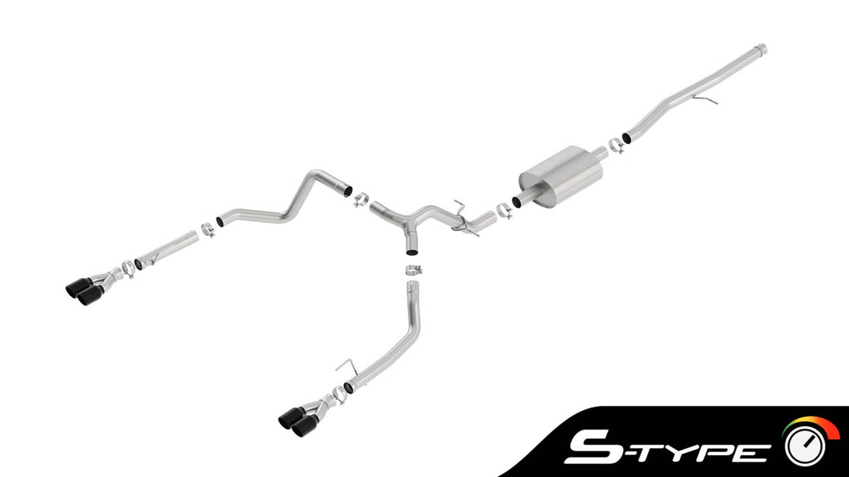 S-TYPE 3" CAT-BACK DUAL EXHAUST W/ QUAD BLACK TIPS 19-26 GM 1500 5.3L
