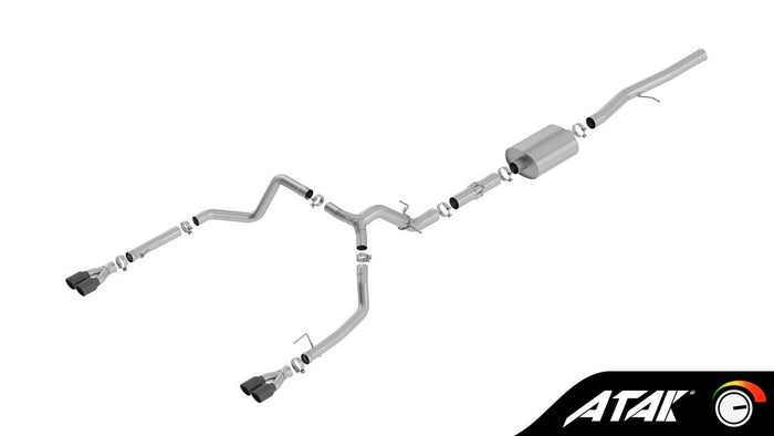 ATAK 3.5" CAT-BACK DUAL EXHAUST W/ BLACK TIPS 19-23 GM 1500 6.2L (EXC ZR2/AT4X)