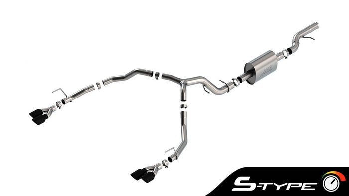 S-TYPE 3.5" CAT-BACK DUAL EXHAUST W/BLACK TIPS 21-26 TAHOE/YUKON 6.2L
