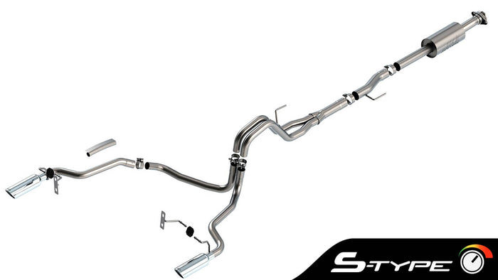 S-TYPE 3" CAT-BACK DUAL EXHAUST W/STAINLESS TIPS 21-26 F150 2.7L/3.5L