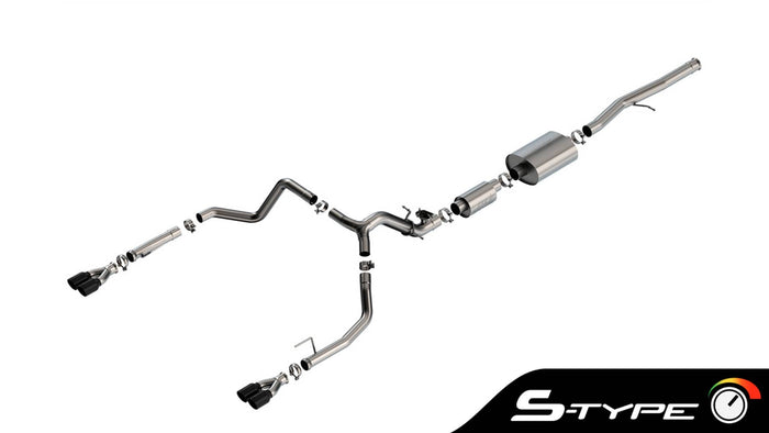 S-TYPE 3.5" CAT-BACK EXHAUST W/BLACK TIPS 24-26 GM 1500 6.2L EXTENDED/CREW CAB (EXC ZR2/AT4X)