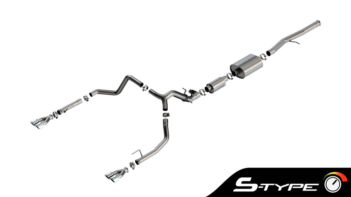 S-TYPE 3.5" CAT-BACK EXHAUST W/CHROME TIPS 24-26 GM 1500 6.2L EXT/CREW CAB (EXC ZR2/AT4X)