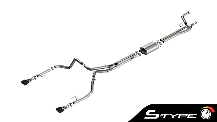 S-TYPE 2.75" CAT-BACK DUAL EXHAUST W/BLACK TIPS 24-26 GM 1500 6.2L (EXC ZR2 & AT4X)