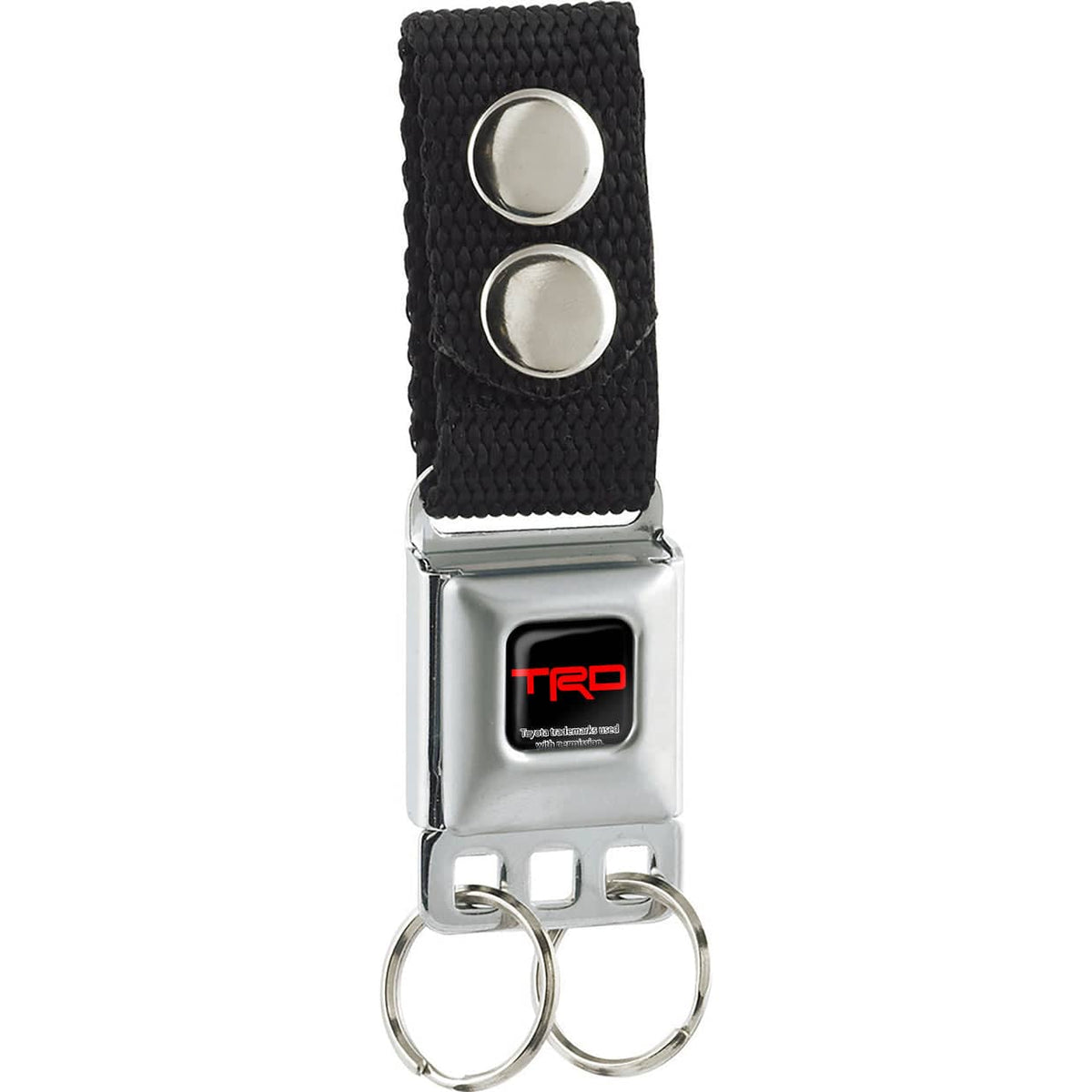 KEYCHAIN - TOYOTA RACING DEVELOPMENT TRD LOGO FULL COLOR BLACK/RED - BLACK WEBBING