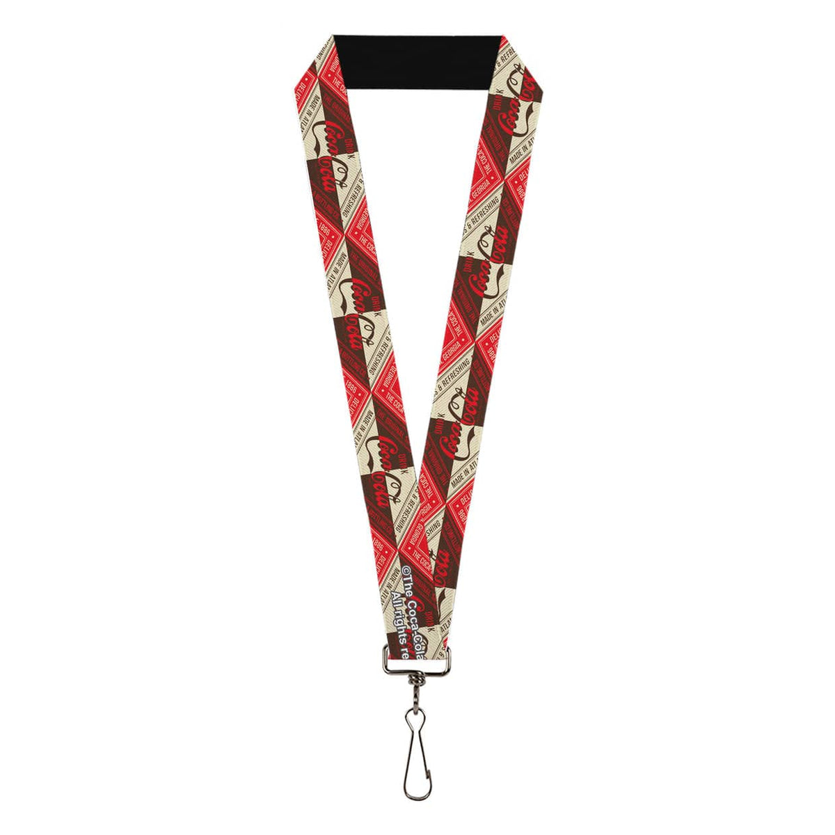 LANYARD - 1.0" - DRINK COCA-COLA COKE DIAMOND BLOCKS RED/BROWN/BEIGE