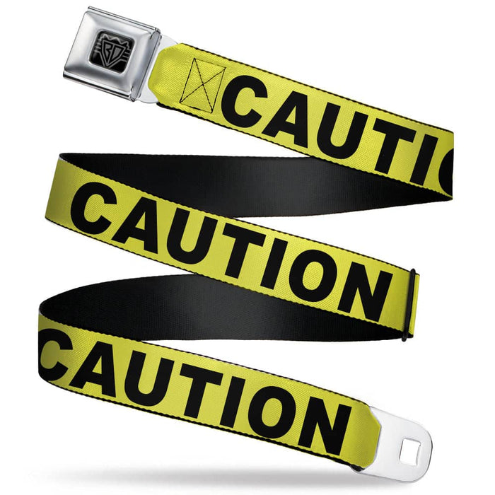 BD WINGS LOGO CLOSE-UP FULL COLOR BLACK SILVER SEATBELT BELT - CAUTION YELLOW/BLACK WEBBING