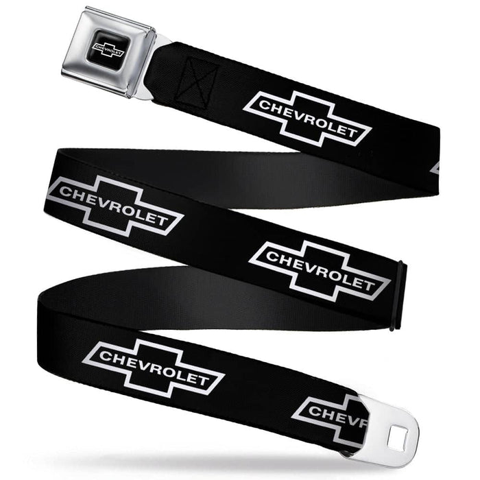 1965 CHEVROLET BOWTIE FULL COLOR BLACK WHITE SEATBELT BELT - 1965 CHEVROLET BOWTIE BLACK/WHITE WEBBING
