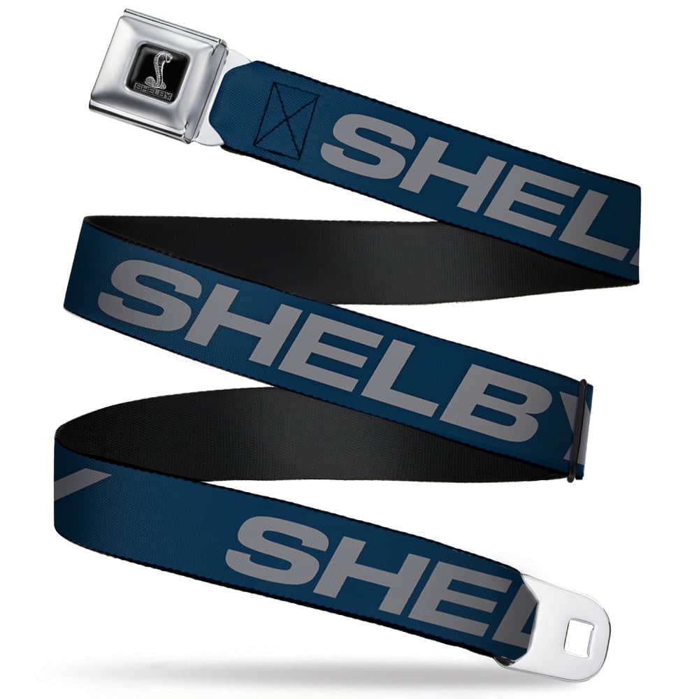 SHELBY TIFFANY BOX FULL COLOR BLACK SILVER-FADE SEATBELT BELT - SHELBY BOLD BLUE/GRAY WEBBING