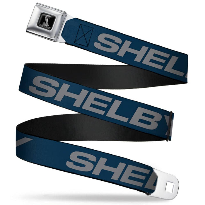 SHELBY TIFFANY BOX FULL COLOR BLACK SILVER-FADE SEATBELT BELT - SHELBY BOLD BLUE/GRAY WEBBING