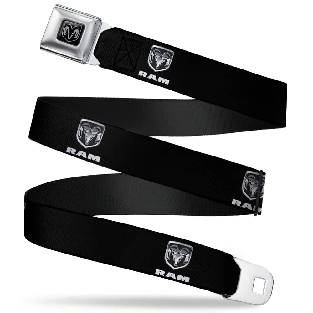 RAM SEATBELT BELT - RAM BLACK/SILVER LOGO REPEAT WEBBING