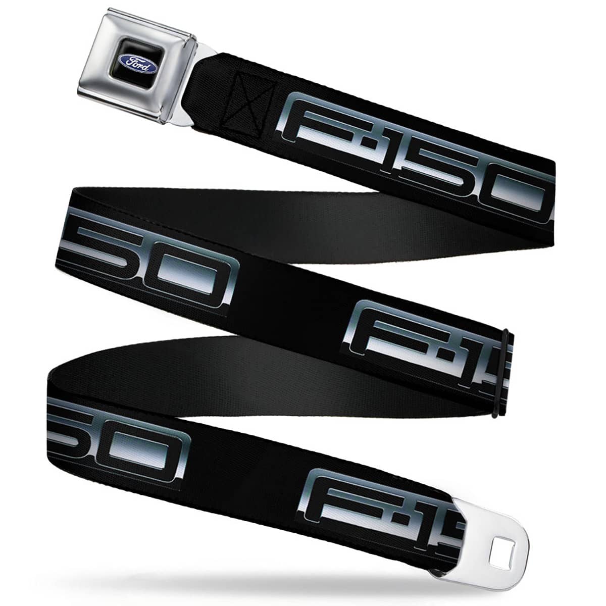 FORD OVAL FULL COLOR BLACK BLUE SEATBELT - F150 EMBLEM BLACK/SILVER WEBBING