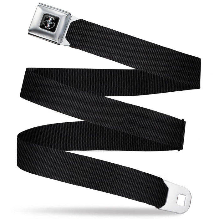 FORD MUSTANG TRI-BAR LOGO FULL COLOR BLACK/WHITE/SILVER/RED/BLUE - SEATBELT BELT - BLACK WEBBING