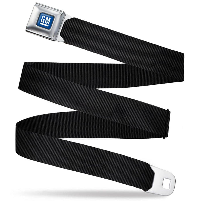 GM LOGO FULL COLOR BLUE/WHITE SEATBELT BELT - BLACK WEBBING
