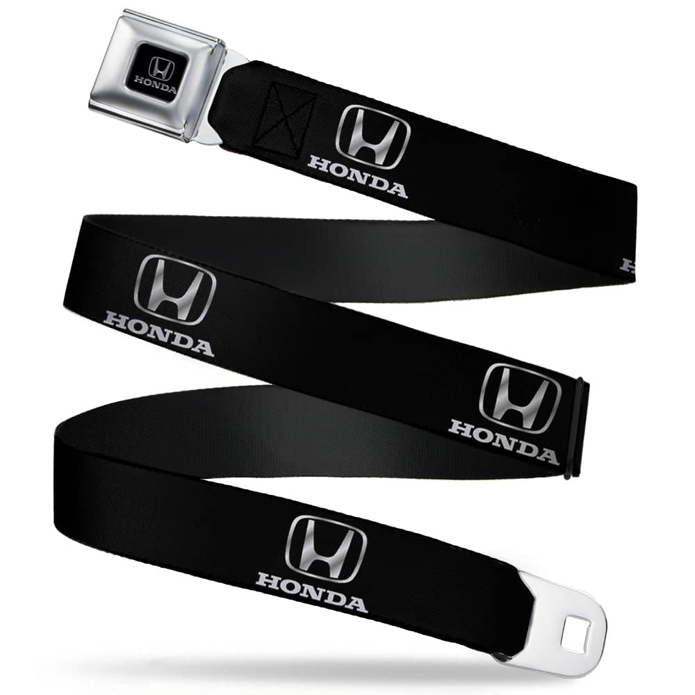 HONDA SEATBELT BELT - HONDA LOGO BLACK/SILVER REPEAT WEBBING