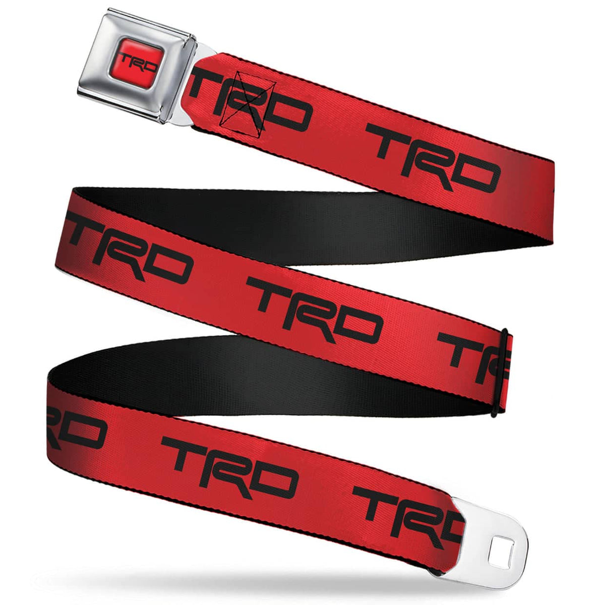TOYOTA RACING DEVELOPMENT TRD LOGO FULL COLOR RED/BLACK SEATBELT BELT - TOYOTA RACING DEVELOPMENT TRD LOGO RED/BLACK WEBBING