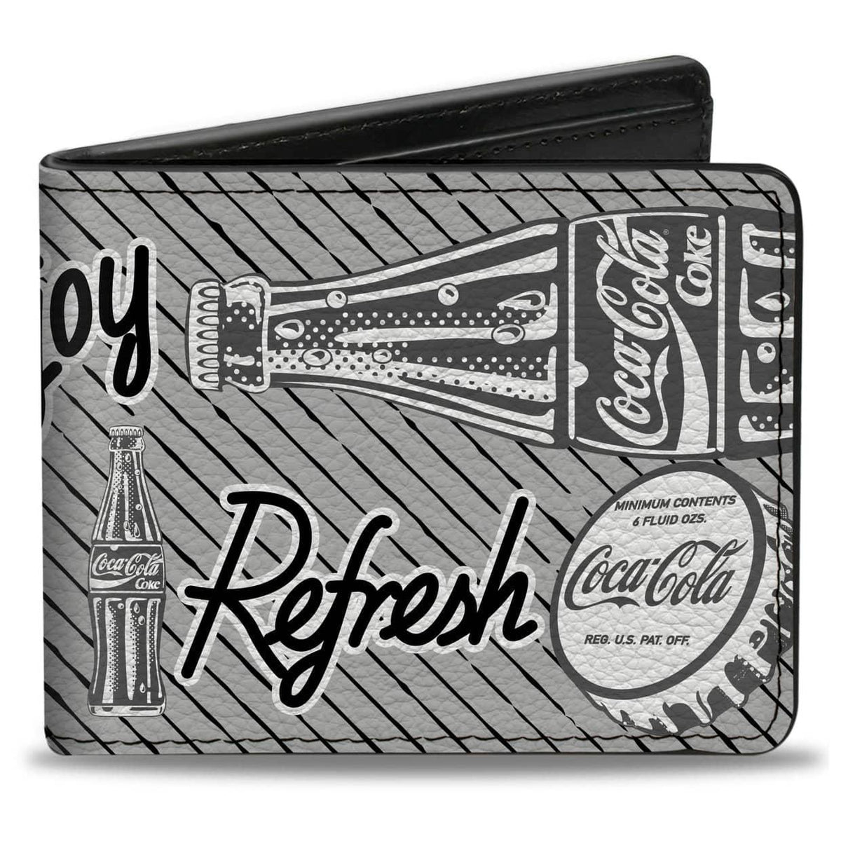 BI-FOLD WALLET - COCA-COLA ENJOY REFRESH CAN AND BOTTLE GRAYS/WHITE/BLACK