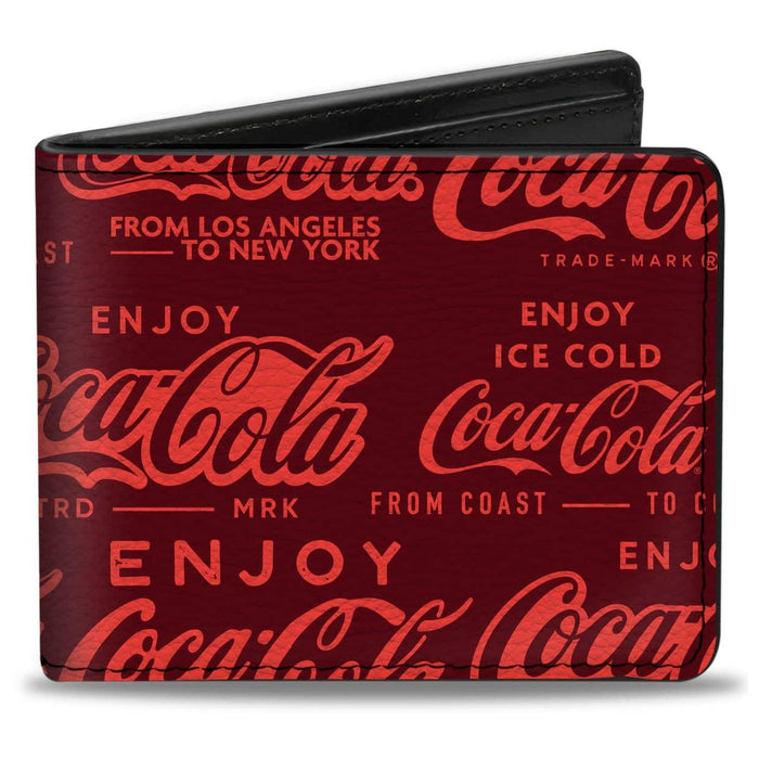 BI-FOLD WALLET - ENJOY COCA-COLA LOGOS BROWN/RED