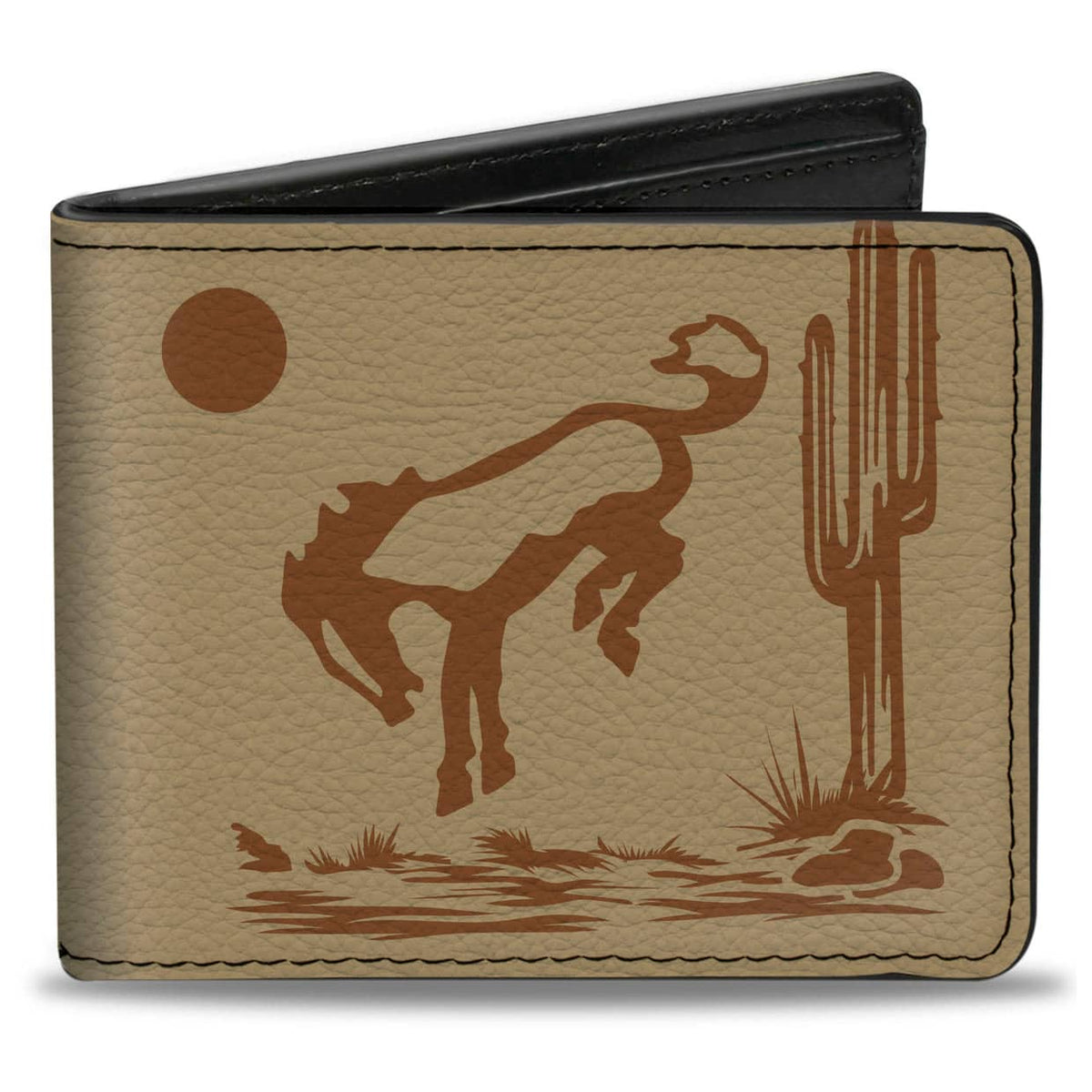 BI-FOLD WALLET - FORD BUCKING BRONCO DESERT SCENE AND LOGO BROWNS