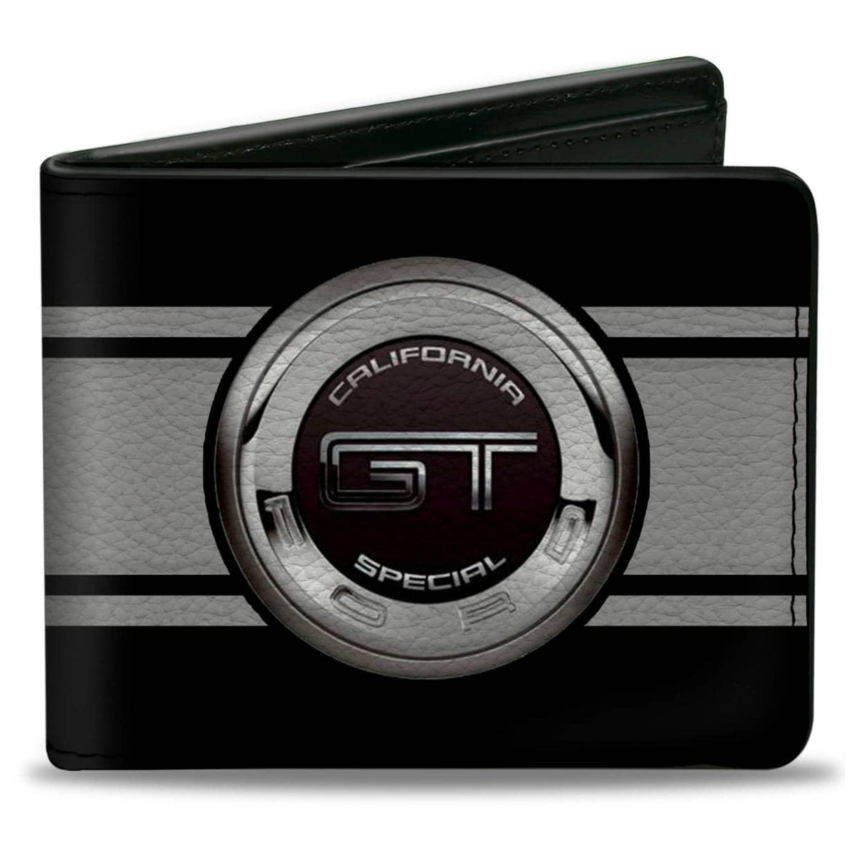 BI-FOLD WALLET - FORD GT CALIFORNIA SPECIAL EMBLEM STRIPE BLACK GRAY SILVERS