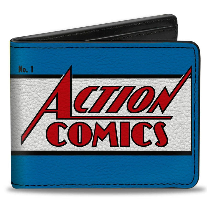 BI-FOLD WALLET - SUPERMAN ACTION COMICS LIFTING CAR COMIC BOOK COVER SCENE