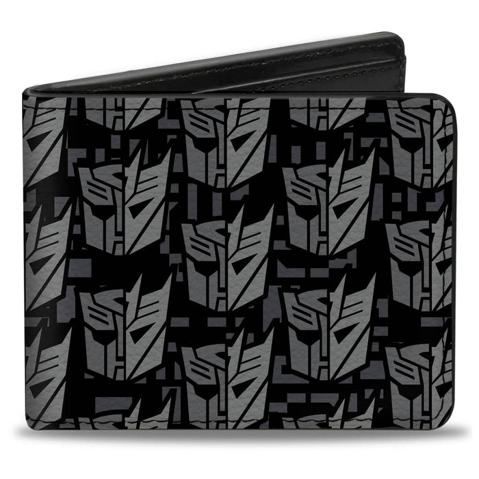 BI-FOLD WALLET - TRANSFORMERS AUTOBOT DECEPTICON ICON SPLIT BLACK/GRAYS