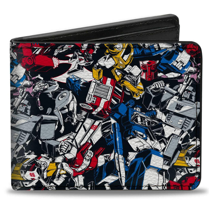 BI-FOLD WALLET - TRANSFORMERS AUTOBOT AND DECEPTICON ROBOTS AND ALTERNATE MODES COLLAGE