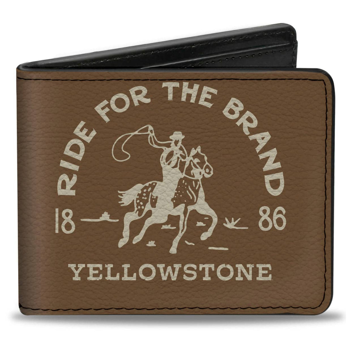 BI-FOLD WALLET - YELLOWSTONE RIDE FOR THE BRAND DUTTON RANCH BROWN/WHITE