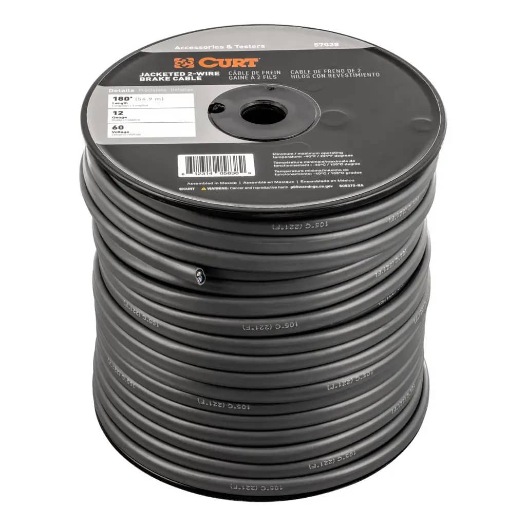 2-WIRE JACKETED TRAILER BRAKE CABLE 180' SPOOL 12 GAUGE WIRE