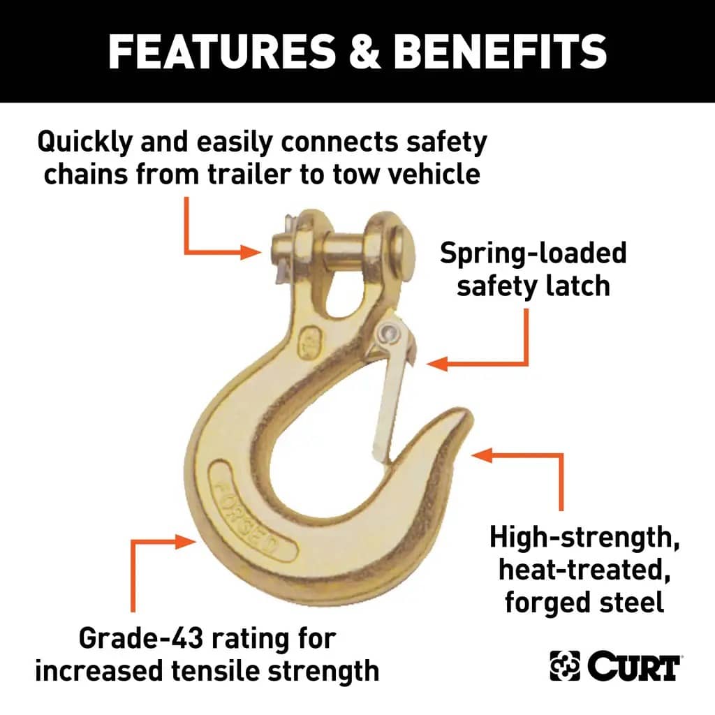 1/4" Safety Latch Clevis Hook (7,800 lbs, 1/4" Pin)