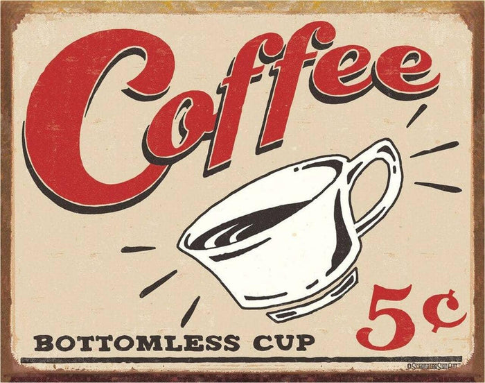 TIN SIGN COFFEE 5 CENTS