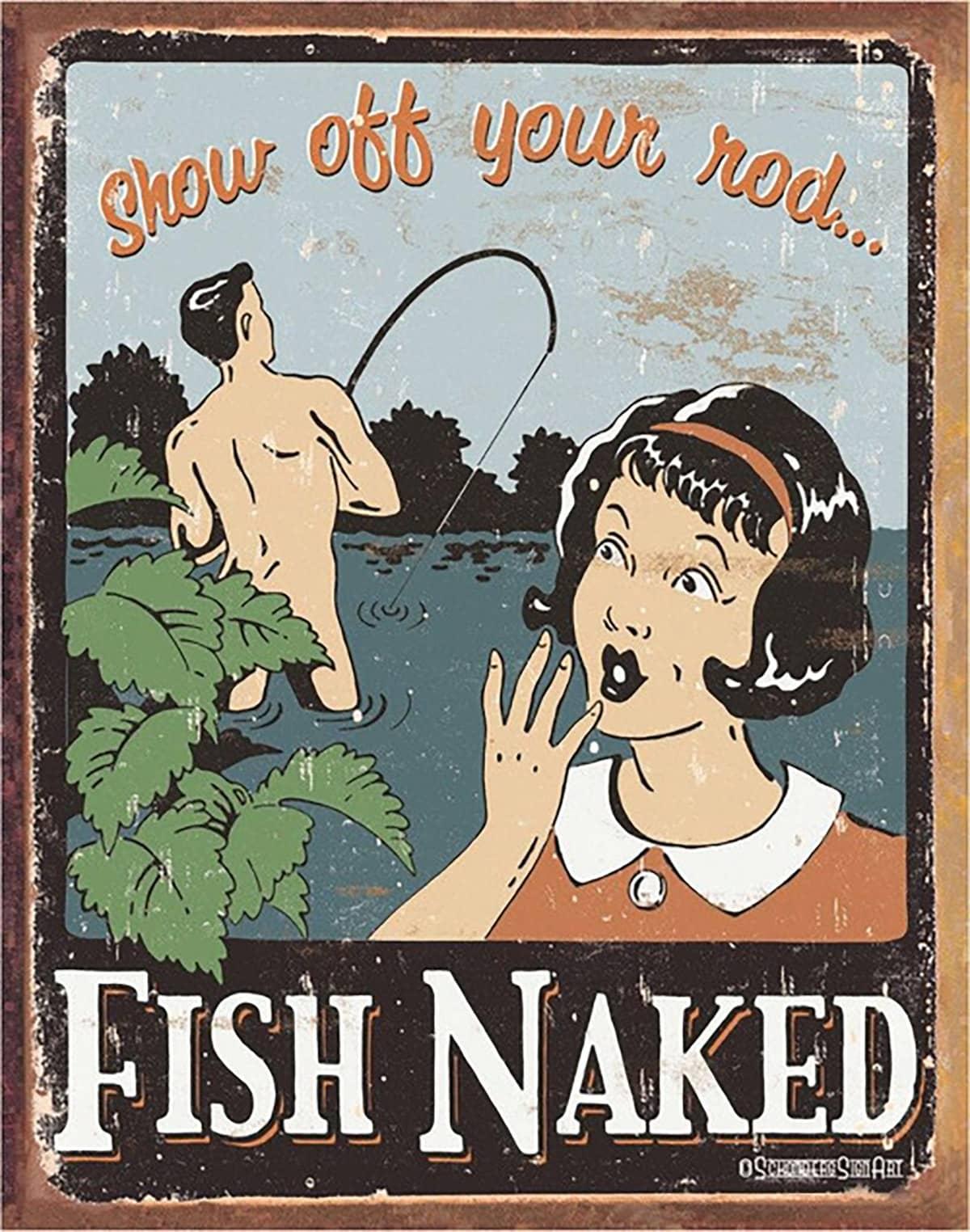 TIN SIGN FISH NAKED