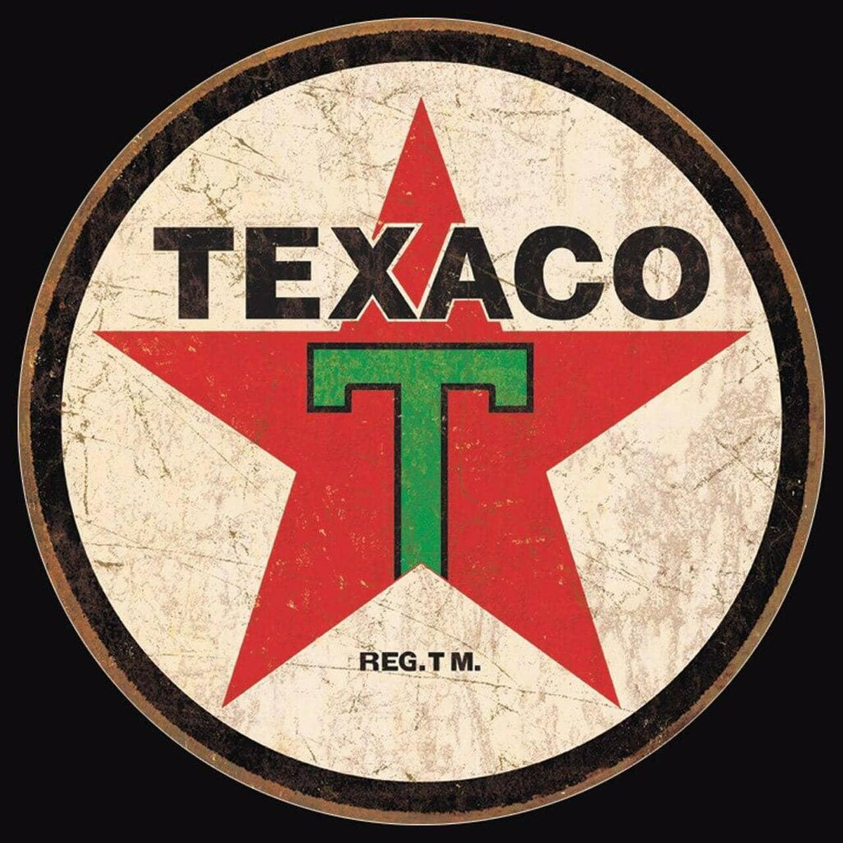 11.75" ROUND EMBOSSED TEXACO TIN SIGN