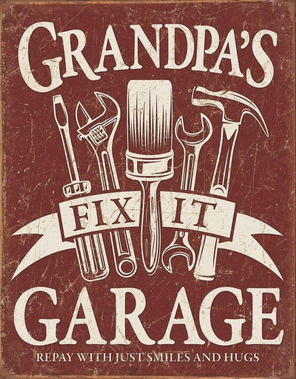 TIN SIGN GRANDPAS GARAGE