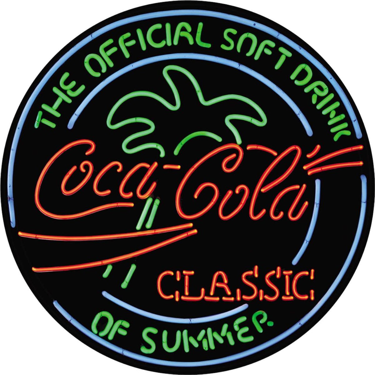 ROUND COKE NEON EMBOSSED TIN SIGN